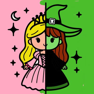 split princess and witch
