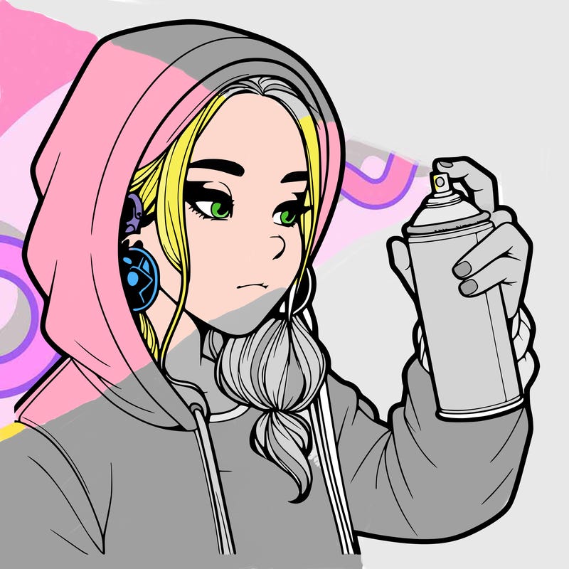 a realistic girl, spray painting