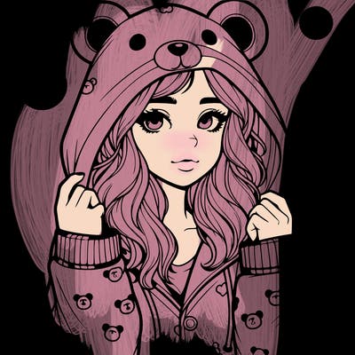 realistic girl in a animal pjs hoodie