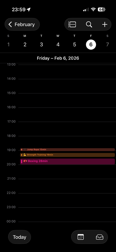 FitSync - Workout to Calendar - A mobile calendar view showing synced workout activities including Jump Rope Strength Training and Boxing sessions.