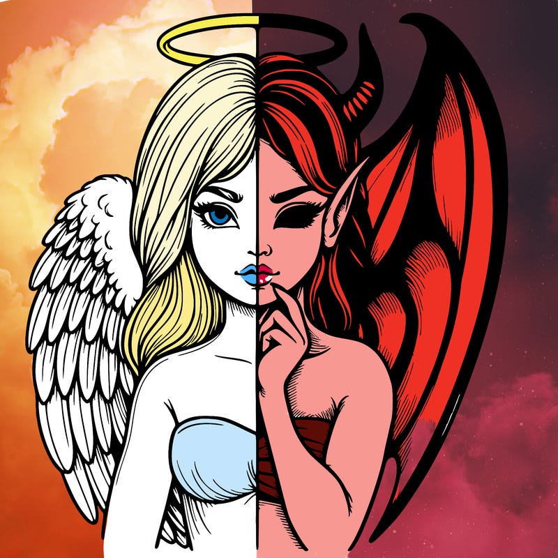 realistic angel half demon