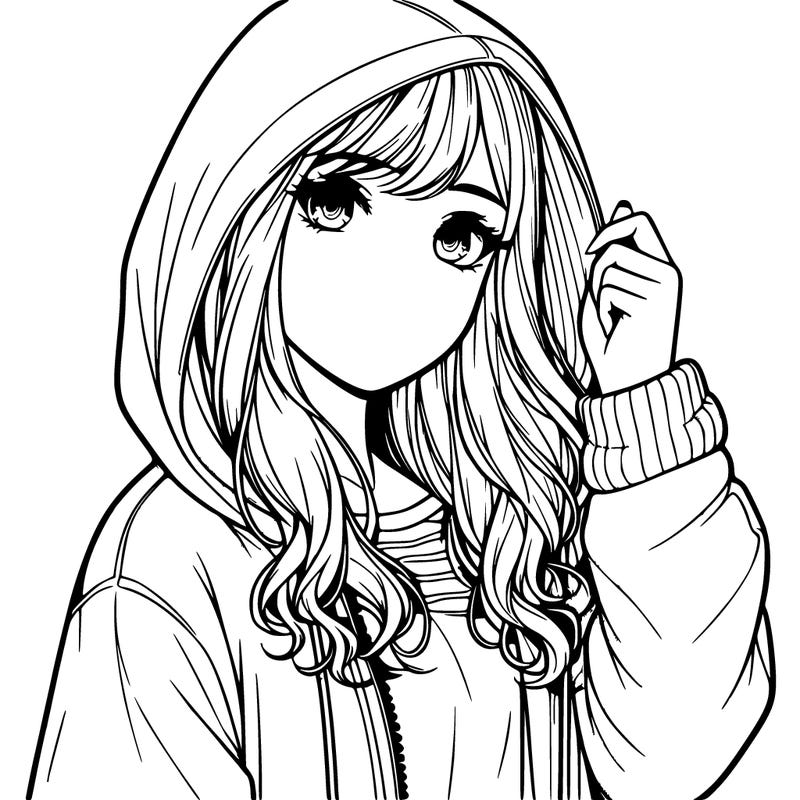 realistic girl with a hood on