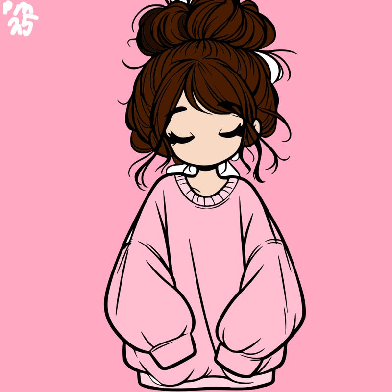 girl with baggy sweatshirt and messy bun