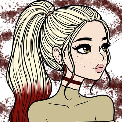 a beautiful and realistic girl with a high pony tail