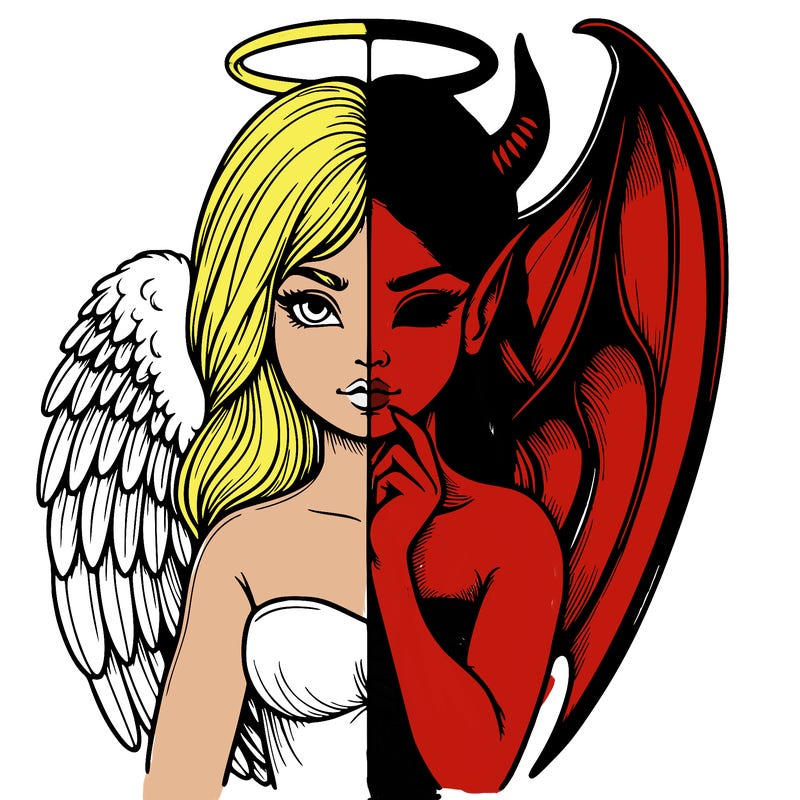 realistic angel half demon