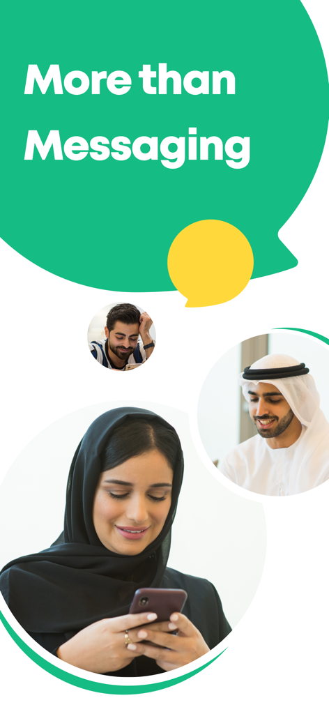 YallaChat - YallaChat app banner featuring Middle Eastern users with the headline More than Messaging