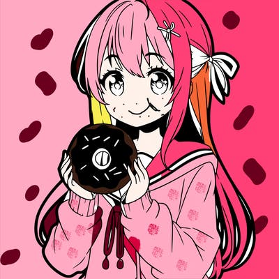 anime girl holding donut