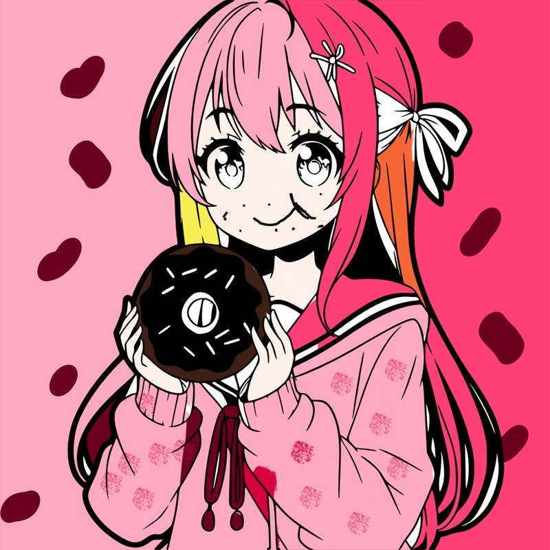 anime girl holding donut