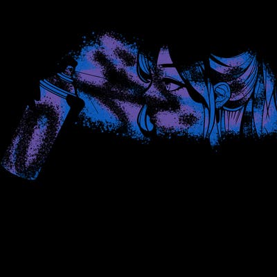 a realistic girl spray, painting