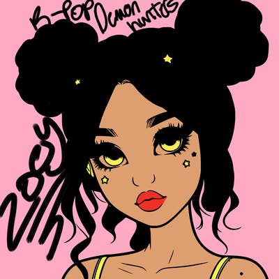 realistic girl with space buns