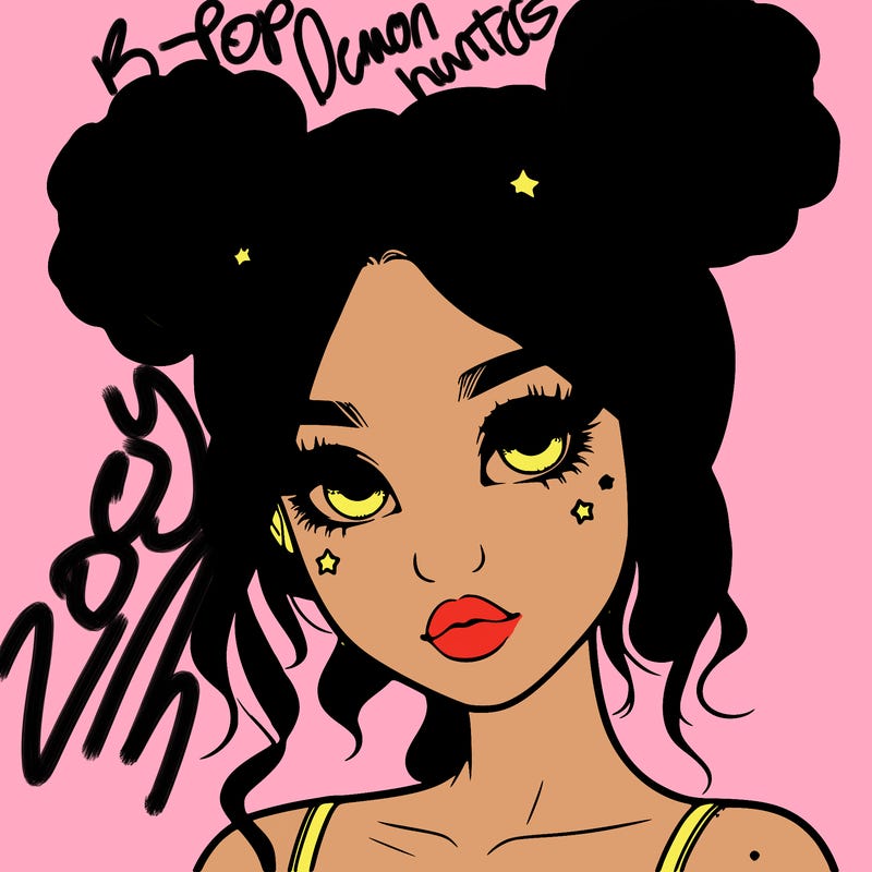 realistic girl with space buns