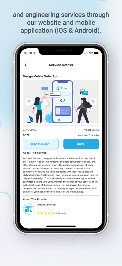 Khmer Tech Market - Khmer Tech Market app service details page for mobile order app design showing price and provider rating