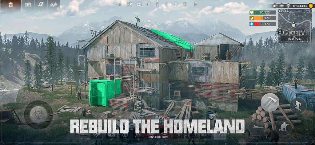 Players building a large wooden fortress in Last Island of Survival