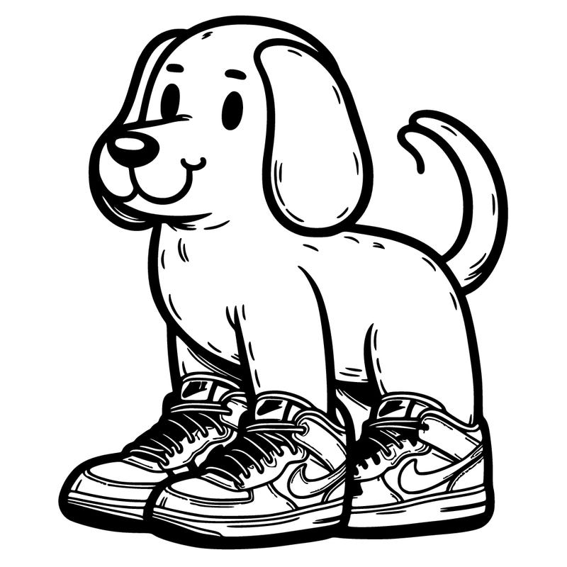 human dog with nike sneakers