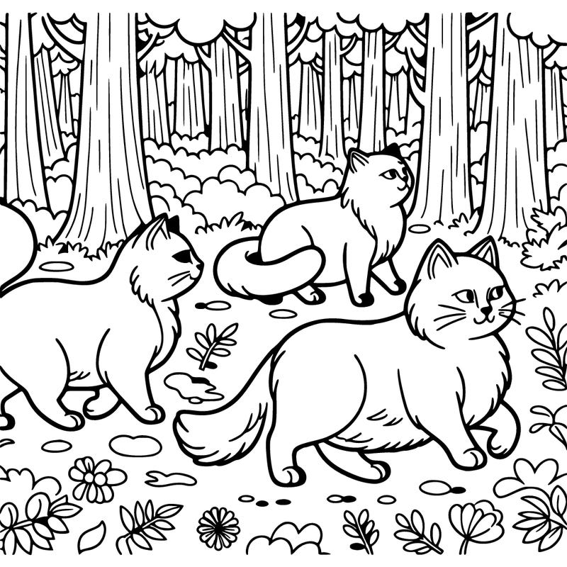 cats wondering in the forest