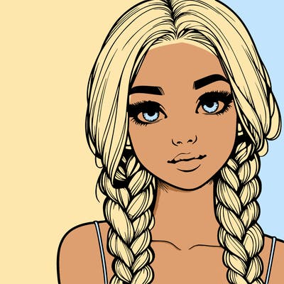 realistic girl with braids