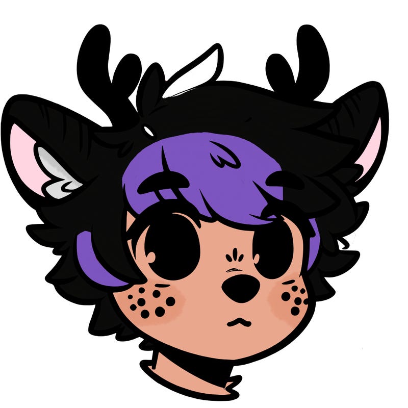 a humanoid deer with soft fluffy ears