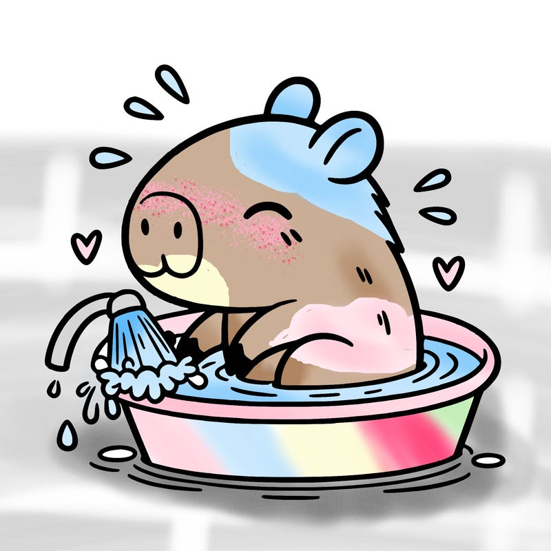 capybara taking a bath