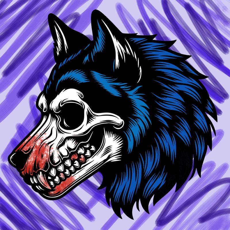 realistic wolf with skull face