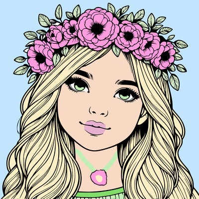 realistic girl with flower crown