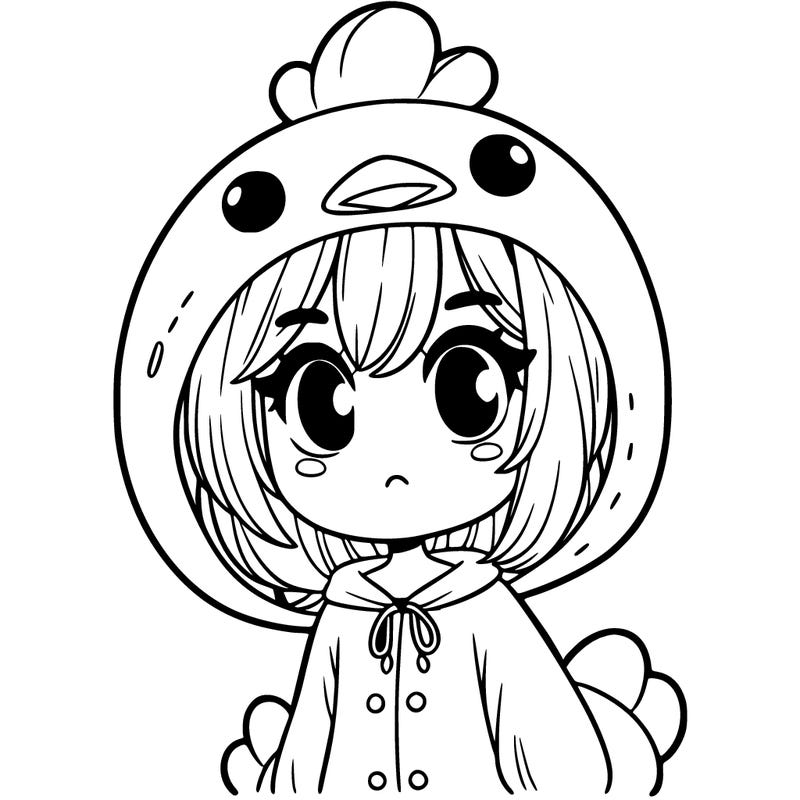 a girl in a chicken onesie