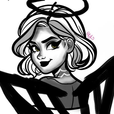 portrait of a woman looking over her shoulder smirking