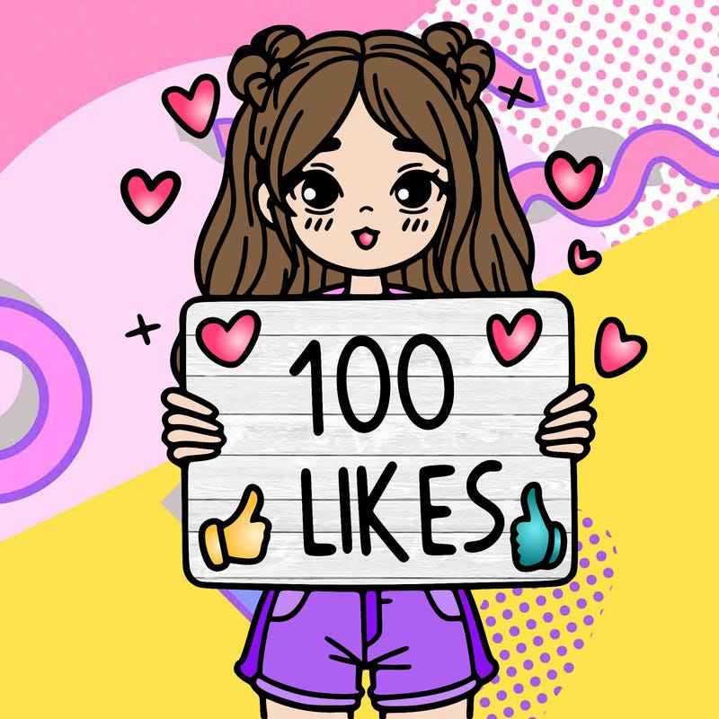 girl holding a sign saying 100 likes