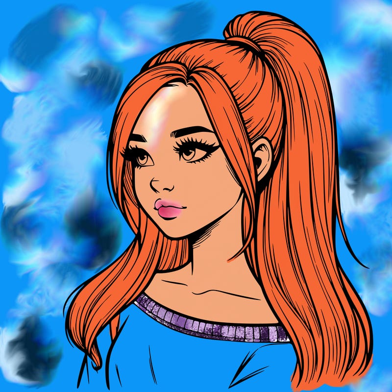 realistic girl with a high ponytail