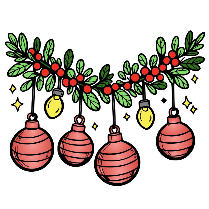 christmas garland with big bulbs