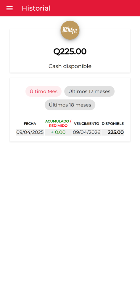 GNC BENEfit app rewards history screen showing available cash balance and points transactions