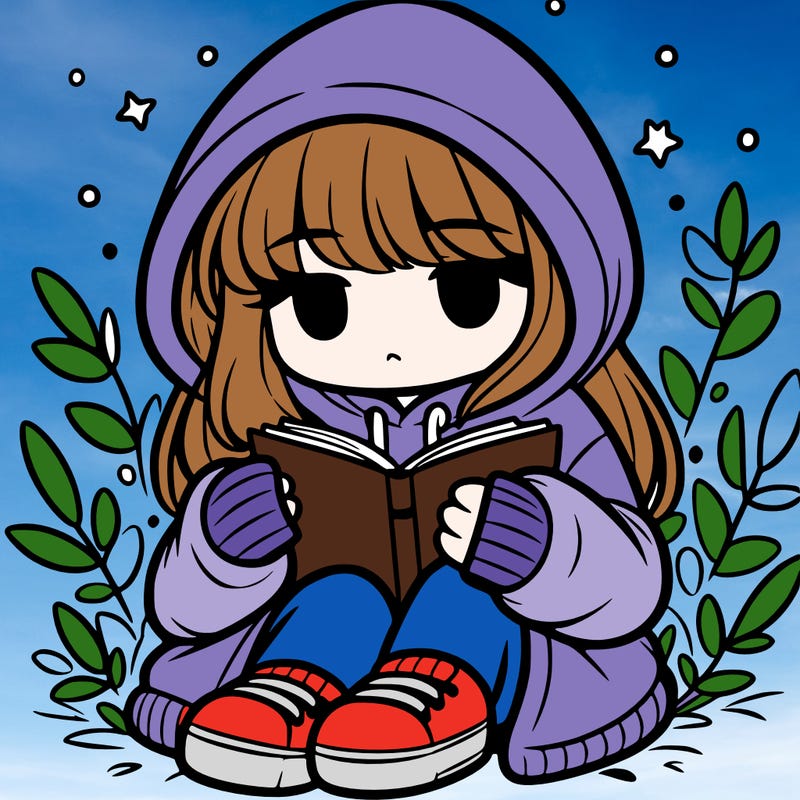 girl in oversized hoodie reading a book