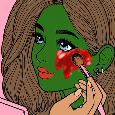 a realistic girl doing her makeup