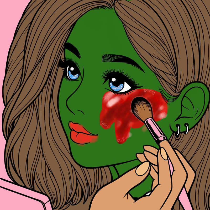 a realistic girl doing her makeup