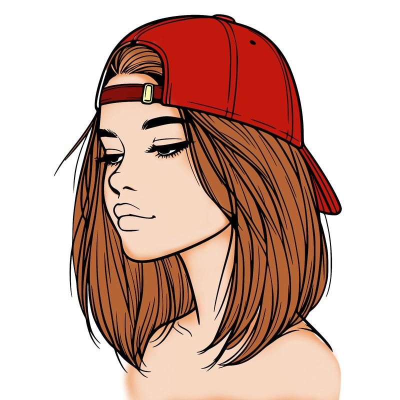 realistic  girl with a backwards hat