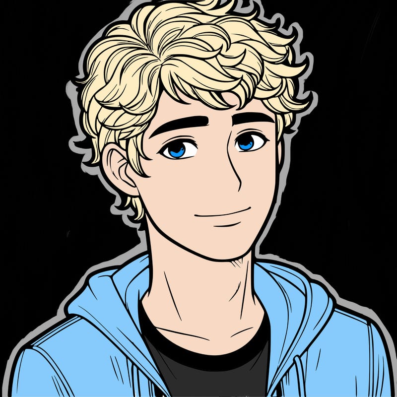 teen boy with short curly hair realistic