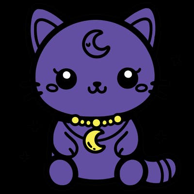 cute cat toy with moon necklace