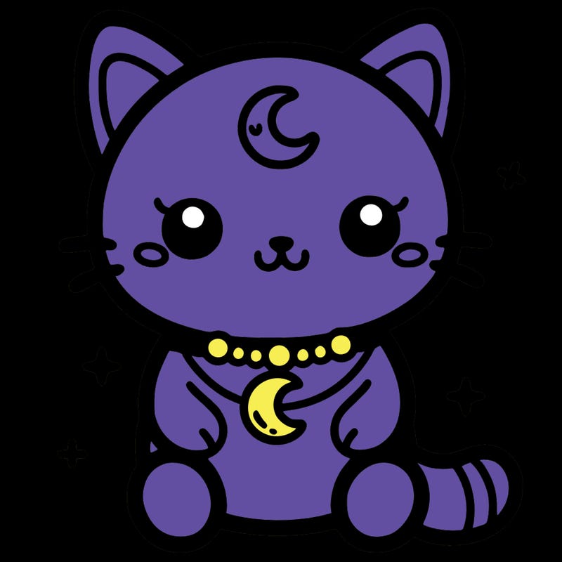 cute cat toy with moon necklace