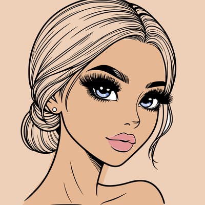 realistic girl with lashes