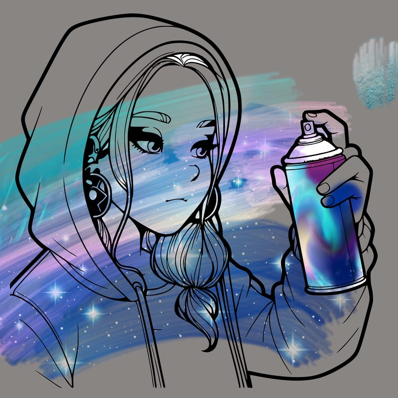 a realistic girl, spray painting