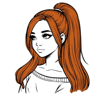 realistic girl with a high ponytail