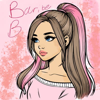 realistic girl with a high ponytail