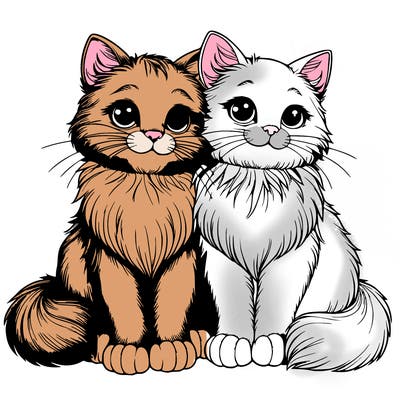 realistic cat couple