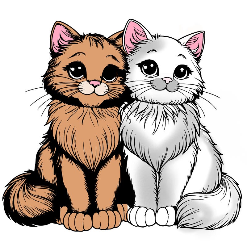 realistic cat couple