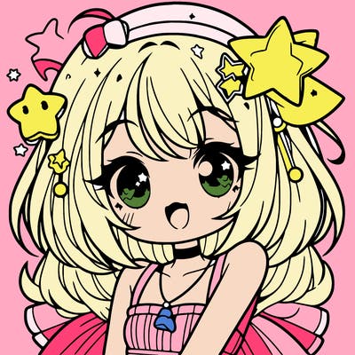 cute anime girl with star accessories