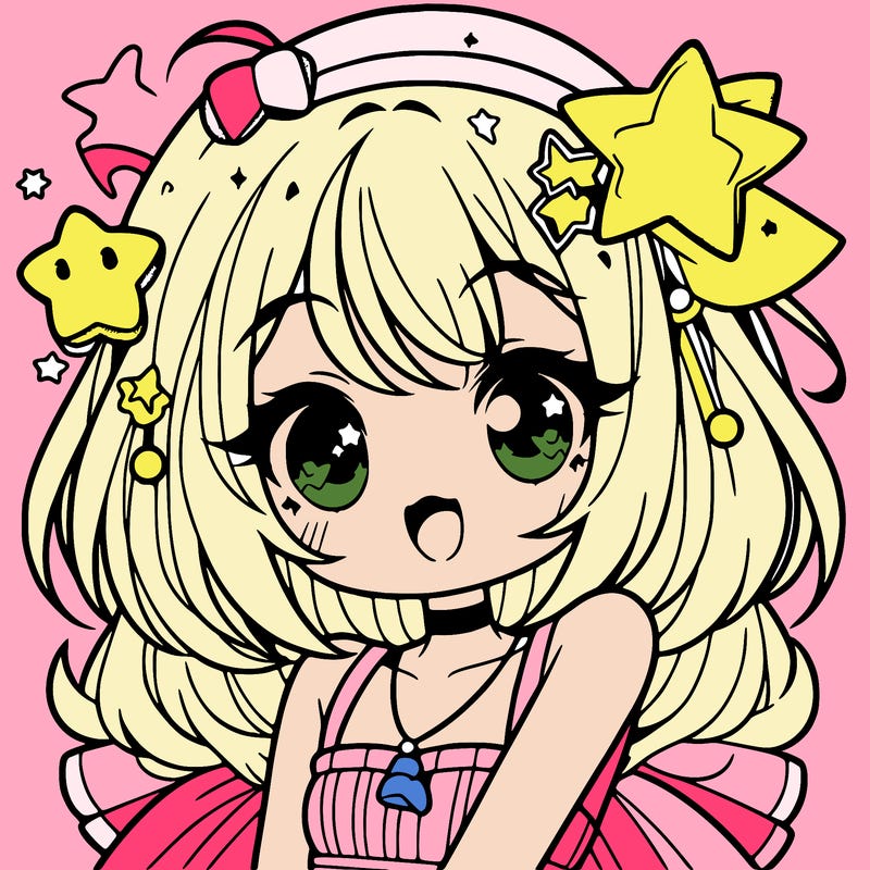 cute anime girl with star accessories