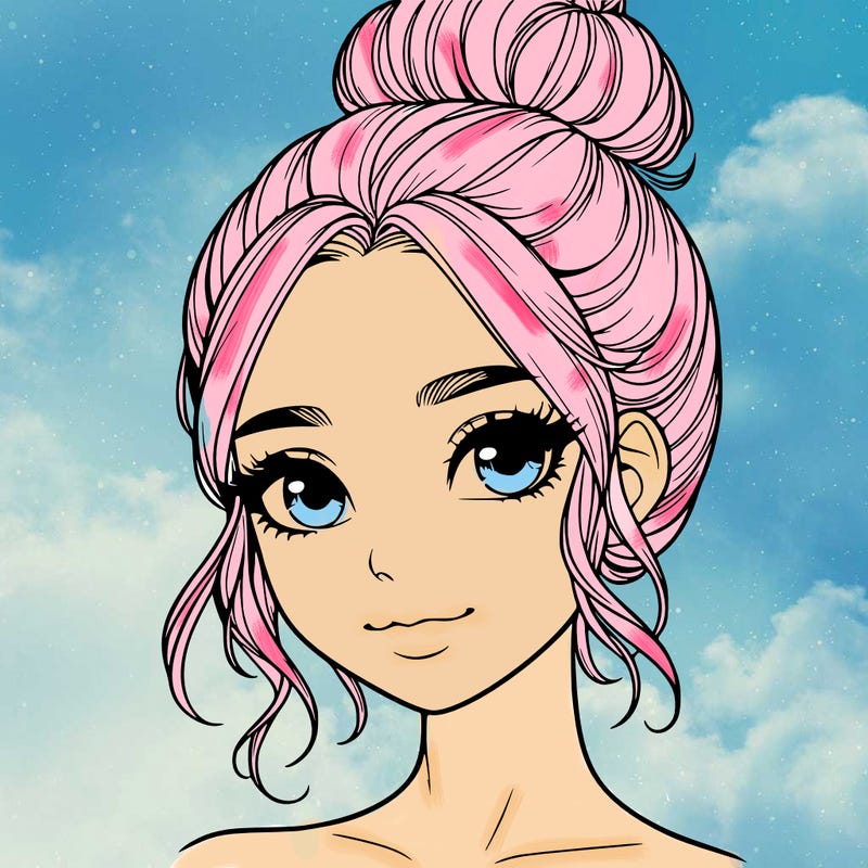 realistic pretty girl with hair in bun