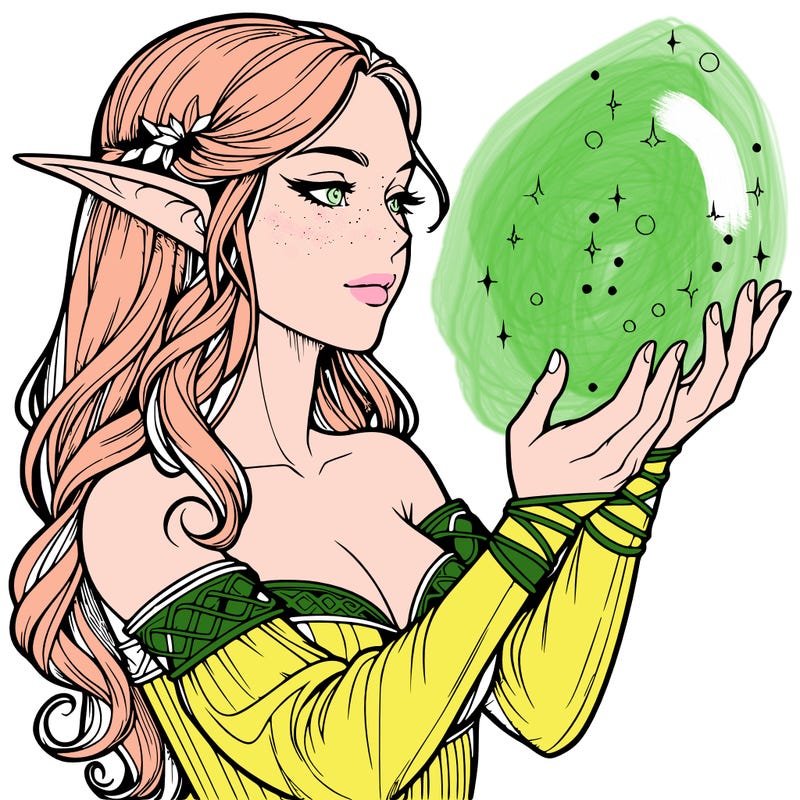 realistic elf girl doing magic