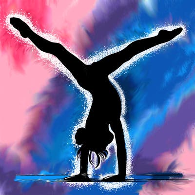 realistic gymnastic hand stand girl in four splits