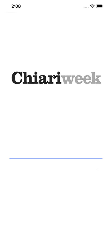 Chiari Week Edicola Digitale - Splash screen of the Chiari Week digital newsstand app featuring the publication logo on a white background