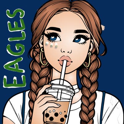realistic girl with braided hair drinking boba